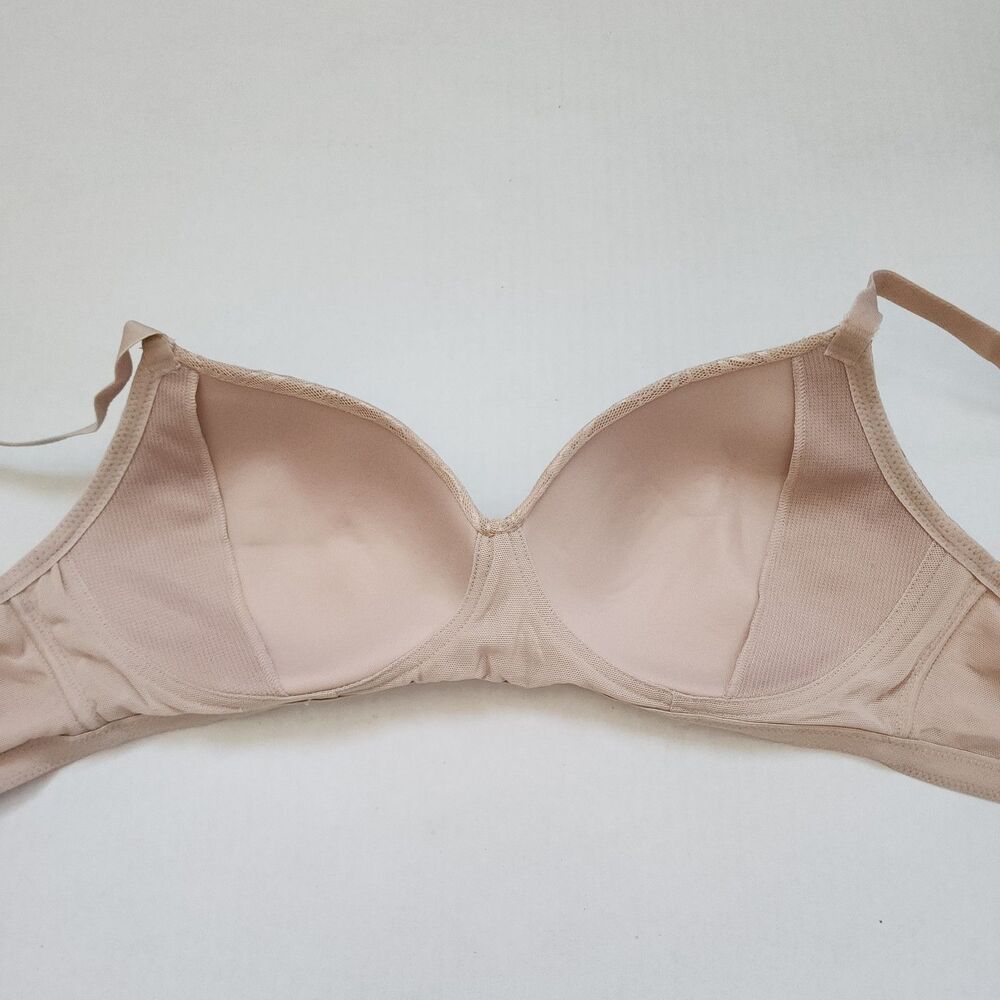 Breezies Jacquard Shine Wirefree T-Shirt Bra - Sunbeige 34B - Picture 4 of 9